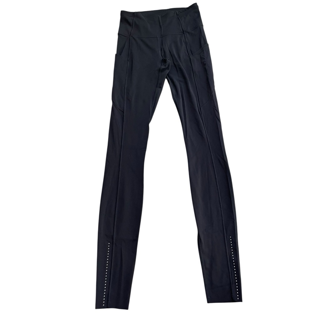 Lululemon Fast & Free Tight Black Sz 4 High Rise Pockets Reflective 30”
